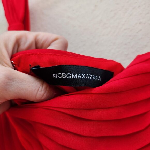 BCBGMaxAzria Red On Shoulder Pleated Gown - Picture 7 of 7